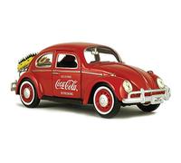 1966 Volkswagen Beetle Coca Cola with Rear Decklid Rack and 2 Bottle Cases 1/24 Diecast Model Car by Motorcity Classics