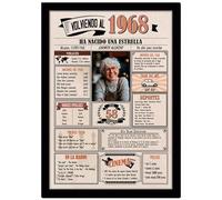 1968 / Con 5 campos Personalizables / Tarjeta Regalo Cumpleaños / 58 Aniversario / Año de Nacimiento / Cartel Decoración Fiesta / Felicitación 58 años Hombre o Mujer / Regalo Original y Especial