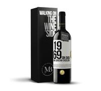 «1969. Sin duda, una cosecha excelente» Mensaje en una Botella. Vino Tinto Premium Reserva 12 Meses + Gift Box. Etiqueta Blanca PERSONALIZABLE
