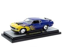 1970 BOSS 429 Blue Metallic with Flame Graphics Edición limitada a 6650 piezas en todo el mundo 1/24 Diecast Model Car por M2 Machines 40300-130B