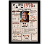1970 / Con 5 campos Personalizables / Tarjeta Regalo Cumpleaños / 55 Aniversario / Año de Nacimiento / Cartel Decoración Fiesta / Felicitación 55 años Hombre o Mujer / Regalo Original y Especial