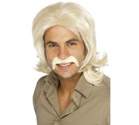 1970S Rubio Disco Fiebre Peluca Y Bigote Set Hombre Retro Disfraz