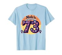 1973 Mujeres Made In All Original Parts Retro Peace Birthday Camiseta, Hombre, Azul Bebé, 3XL