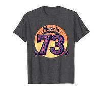 1973 Mujeres Made In All Original Parts Retro Peace Birthday Camiseta, Hombre, Jaspeado Oscuro, L