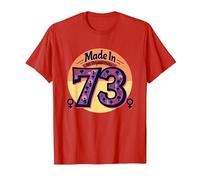 1973 Mujeres Made In All Original Parts Retro Peace Birthday Camiseta, Hombre, Rojo, XXL