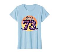 1973 Mujeres Made In All Original Parts Retro Peace Birthday Camiseta, Mujer, Azul Bebé, XXL