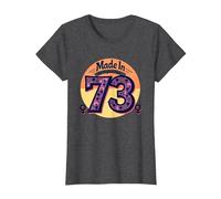 1973 Mujeres Made In All Original Parts Retro Peace Birthday Camiseta, Mujer, Jaspeado Oscuro, L
