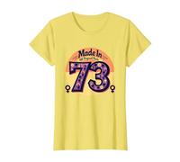1973 Mujeres Made In All Original Parts Retro Peace Birthday Camiseta, Mujer, Limón, 3XL