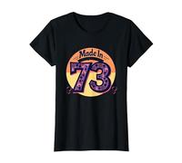 1973 Mujeres Made In All Original Parts Retro Peace Birthday Camiseta, Mujer, Negro, M