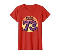 1973 Mujeres Made In All Original Parts Retro Peace Birthday Camiseta, Mujer, Rojo, XL