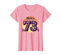 1973 Mujeres Made In All Original Parts Retro Peace Birthday Camiseta, Mujer, Rosado, XL
