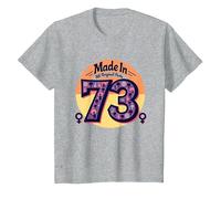 1973 Mujeres Made In All Original Parts Retro Peace Birthday Camiseta, Niños, Gris Jaspeado, 12 años