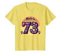 1973 Mujeres Made In All Original Parts Retro Peace Birthday Camiseta, Niños, Limón, 12 años