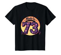 1973 Mujeres Made In All Original Parts Retro Peace Birthday Camiseta, Niños, Negro, 10 años