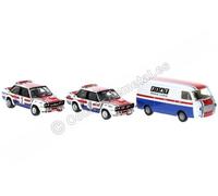 1974 SET 2 Fiat 131 Abarth + Furgoneta Fiat 238 "Servicio Fiat Francia" Rojo/Bla