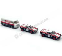 1974 Set Lancia Stratos HF + 2 Fiat 238 Kasten Lancia Rally Team Blanco/Negro/Ro