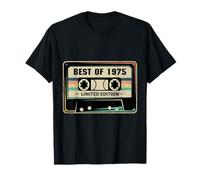 1975 Cassette Happy Birthday Camiseta de Cumpleaños para Hombre y Mujer, Unisex-Adultos, Manga Corta, T-Shirt, Negro, Talla S