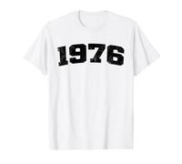 1976 Vintage Arched Varsity Retro Distressed Cumpleaños Año Camiseta gráfica económica, Hombre, Blanco, S