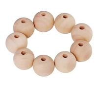 (1977) 120 piezas de cuentas espaciadoras redondas de madera maciza natural sin acabado