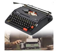 1980 Classic Nostalgia - Máquina de escribir manual retro portátil, maquinaria, procesamiento de textos, máquina de escribir inglesa vintage con doble cinta y caja exterior (negro)