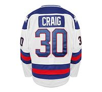 1980 Olympic Team USA Hockey 17 Jack O'Callahan 21 Mike Eruzione 30 Jim Craig Miracle On Ice USA Hockey Jersey de hockey - Blanco - XX-Large