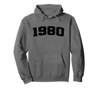 1980 Vintage Arched Varsity Retro Distressed Cumpleaños Año Sudadera con Capucha