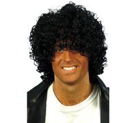 1980's Negro Afro Efecto Mojado Peluca Adulto Hombre Smiffys Disfraz Nuevo
