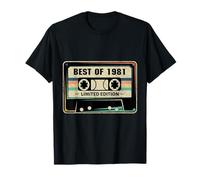 1981 Cassette Happy Birthday Camiseta de Cumpleaños para Hombre y Mujer, Unisex-Adultos, Manga Corta, Negro, Talla S