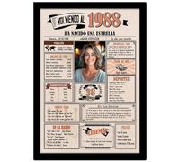 1988 / Con 5 campos Personalizables / Tarjeta Regalo Cumpleaños / 38 Aniversario / Año de Nacimiento / Cartel Decoración Fiesta / Felicitación 38 años Hombre o Mujer / Regalo Original y Especial