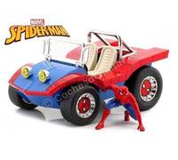 1990 Spider-Móvil Spider-Buggy + Figura Spiderman Azul/Rojo 1:24 Jada Toys 33729