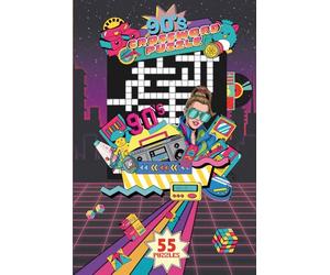 1990s CROSSWORD PUZZLE BOOK|55 PUZZLES, 6x9"|BEAUTIFUL FRONT& BACK COVER- LARGE PRINT| NOSTALGIA| SOLUTIONS INCLUDED| 90's THEMED PUZZLE BOOK: PERFECT ... KIDS & SENIORS (MINDFUL ESCAPE COLLECTION)