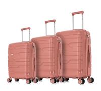 1990s Juego de Maletas expandibles Polipropileno 3 Piezas|Maleta Cabina 55x38x22cm|Mediana expandible 65cm|Grande Extensible 75cm (RosaDorada)
