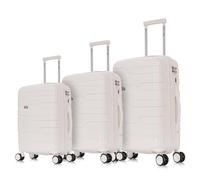 1990s Juego de Maletas expandibles Polipropileno 3 Piezas|Maleta Cabina 55x38x22cm|Mediana expandible 65cm|Grande Extensible 75cm (Blanco)