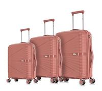 1990s Juego de Maletas expandibles Polipropileno 3 Piezas|Maleta Cabina 55x39x21.5cm|Mediana expandible 65cm|Grande Extensible 75cm (RosaDorada)
