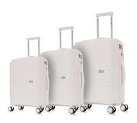 1990s Juego de Maletas expandibles Polipropileno 3 Piezas|Maleta Cabina 55x39x21.5cm|Mediana expandible 65cm|Grande Extensible 75cm (Blanco)