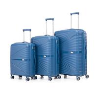 1990s Juego de Maletas expandibles Polipropileno 3 Piezas|Maleta Cabina 55x39x21.5cm|Mediana expandible 65cm|Grande Extensible 75cm (AzulMarino)