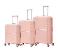 1990s Juego de Maletas expandibles Polipropileno 3 Piezas|Maleta Cabina 55x39x21.5cm|Mediana expandible 65cm|Grande Extensible 75cm (Rosa Claro)