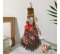 19cm de Escoba de Canela, Mini Escoba Decorativa para Fiesta Temática con Flores Secas Verdes Escoba de Bruja Retablos Wicca Cristal Mágico Natural, Accesorio para Ceremonias Mágicas, Rojo