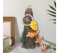 19cm Escoba de Canela, Hecha a Mano Mini Escoba Bruja con Flores Secas, Rodajas de Limón, Protección Natural de Hierbas para Bodas, Altar, Samhain, Halloween y Decoración de Cosecha, Naranja
