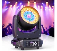 19x15W Cabeza Móvil LED Luz de Escenario, Beam Wash Zoom RGBW 4 en 1 Luces de Discoteca DJ, DMX512 Iluminación de escenario profesional para Disco Fiesta Club Bar Boda Discoteca