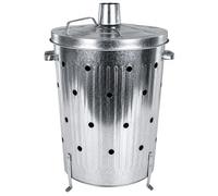 1a-Handelsagentur Barril para combustión 75l galvanizado - Barril de fuego Soporte para leña Quemador Estufa de terraza Madera, Plata