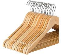 1ABOVE 20 Unidades de Madera marrón Fuerte, Hechas de Madera Natural y Barra Antideslizante para Pantalones, Perchas para Abrigos, Muescas Fuertes en los Hombros