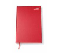 1ABOVE Agenda 2025 día por página A4, tapa dura y marcador de cinta, planificador anual DAP para negocios, oficina, hogar, citas, sábado y domingo, página completa al día (rojo)