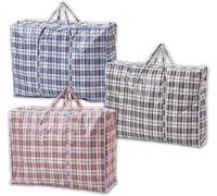 1ABOVE Bolsa mediana fuerte para lavandería, compras, almacenamiento, reutilizable, tela, mudanza, impermeable, asas y bolsas con cremallera (3)