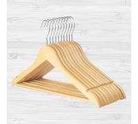 1ABOVE Grade-A - Perchas de Madera Natural Resistentes, Barra Antideslizante para Pantalones, Muescas Fuertes en los Hombros, Perchas de Madera de Primera Calidad, Paquete de 10