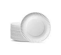 1ABOVE Paquete de 100 platos de papel desechables, platos de papel blanco de 23 cm, perfectos para uso diario, ideal para barbacoas, fiestas y eventos. (1)