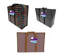 1ABOVE Paquete de 3 bolsas de compras de lujo para lavandería, compras, almacenamiento, tienda reutilizable, tela, mudanza, impermeable, asas y bolsas con cremallera (XL (60 x 45 x 20 cm)