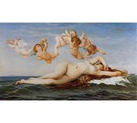 1art1 Alexandre Cabanel Póster Impresión En Lienzo El Nacimiento De Venus, 1863 Cuadro En Bastidor De Camilla De Madera | Mural XXL | Imagen 70x40 cm