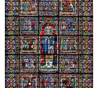 1art1 Arte Sacral Póster Impresión En Lienzo Sant Julià, Vitrall De La Catedral De Le Mans Cuadro En Bastidor De Camilla De Madera | Mural XXL | Imagen 70x70 cm