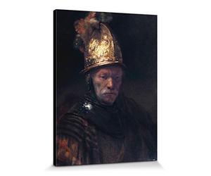 1art1 Artista Desconocido Póster Impresión En Lienzo El Hombre del Yelmo De Oro, Ca. 1650, Escuela De Rembrandt Cuadro En Bastidor De Camilla De Madera | Mural XXL | Imagen 80x60 cm